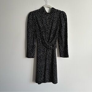Zara Polka Dot Long Sleeve Short Dress in Black White | Size Small